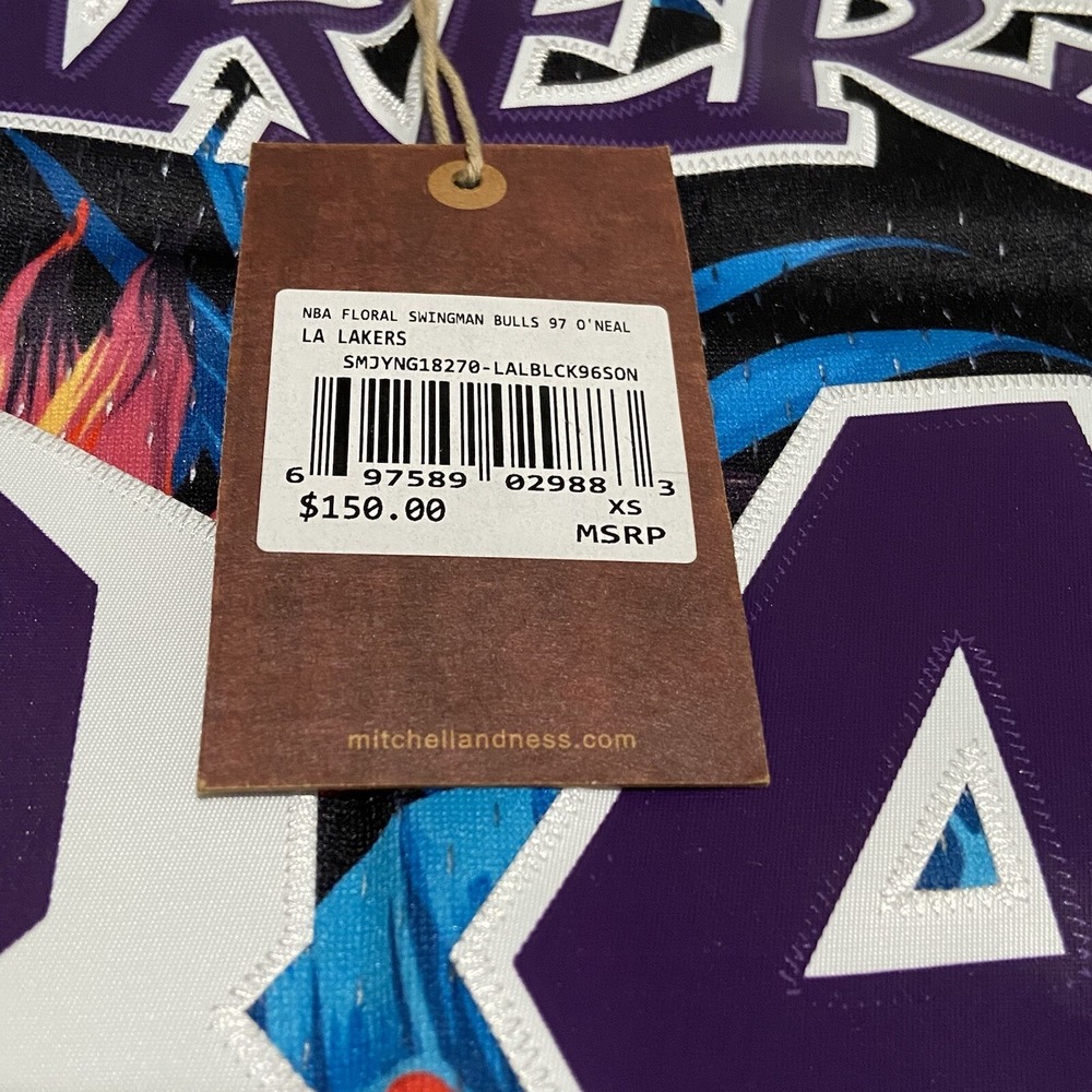 Mitchell & Ness LA LAKERS Shaquille O'Neal Shaq FLORAL JERSEY Men's XS X-Small - Picture 5 of 10